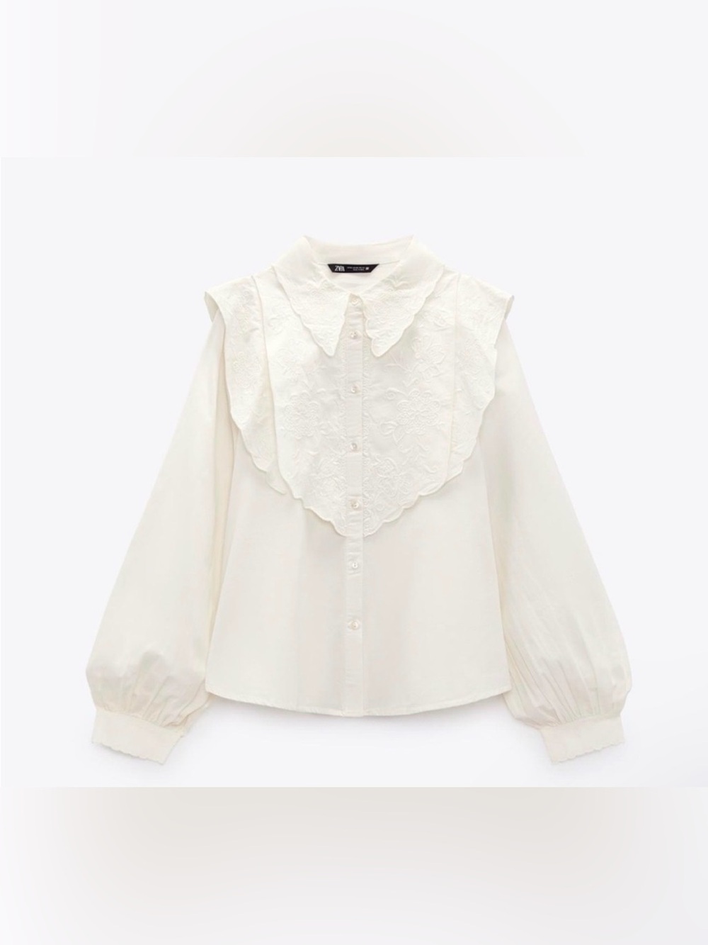 Zara RUFFLED EMBROIDERED SHIRT